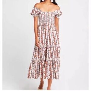 New Avec Les Filles Daphne Square Neck Smocked Dress